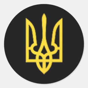 Sticker Rond Trident ukrainien - Symbole ukrainien Tryzub
