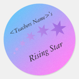 Sticker Rond Triez pour les étoiles rose violet et bleu!