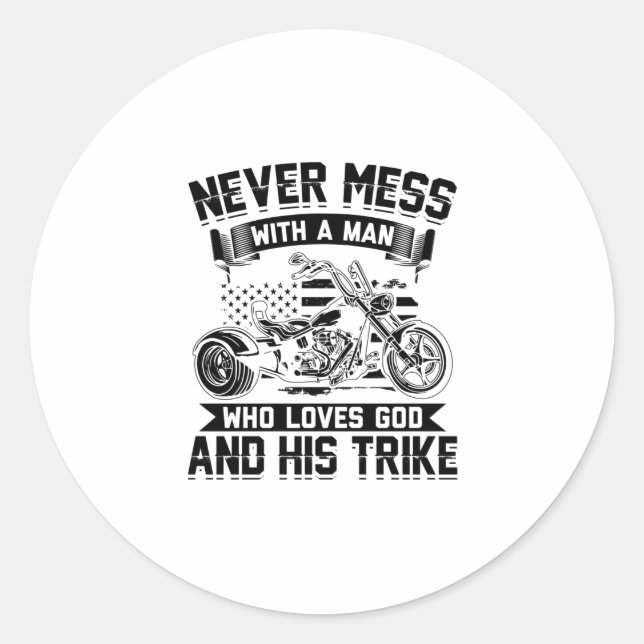 Sticker Rond Trike & God | Trike Drike Trikes Bikers Cadeaux (Devant)