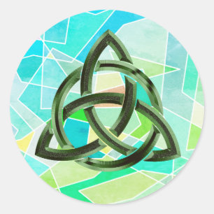Sticker Rond Trinity Knot Celtic Géométrique Vert Parties scint