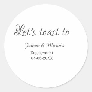 Sticker Rond Trinquons à la fête de fiançailles nom date élégan