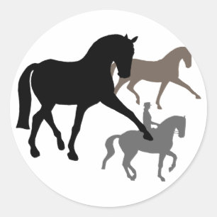 Sticker Rond Trio Chevaux Dressage