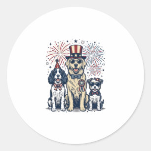 Sticker Rond Trio de chiens patriotiques Design de t-shirt avec