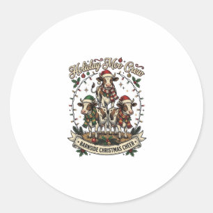 Sticker Rond Trio de vaches de Noël Chemise de vacances de gran