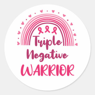 Sticker Rond Triple guerrier négatif cancer du sein Arc-en-ciel