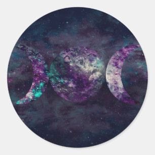 Sticker Rond Triple Moon Goddess Luna Universe Party