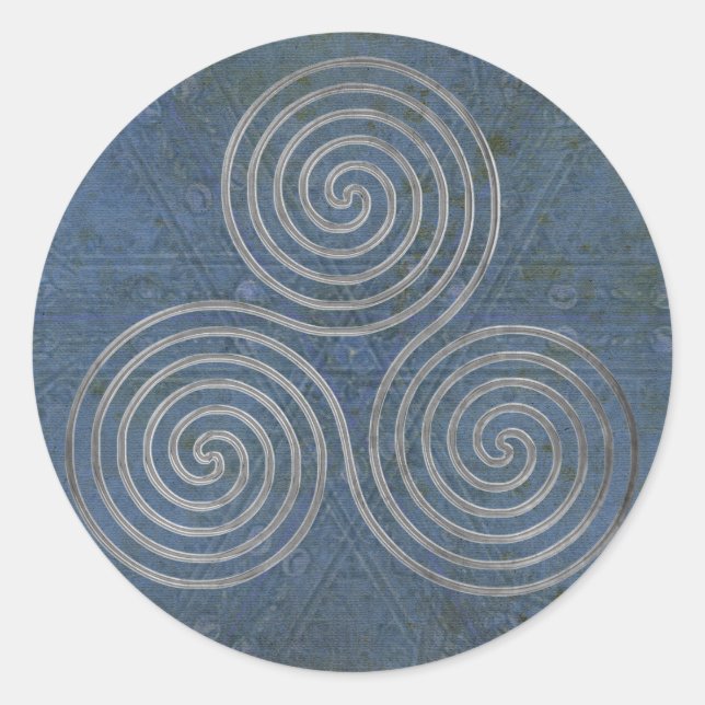Sticker Rond triple spirale celtique - OneLine argent antique (Devant)
