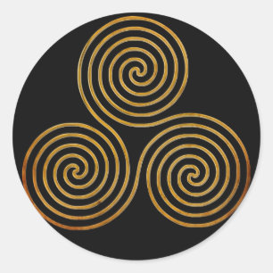 Sticker Rond triple spirale celtique - OneLine d'or antique, no
