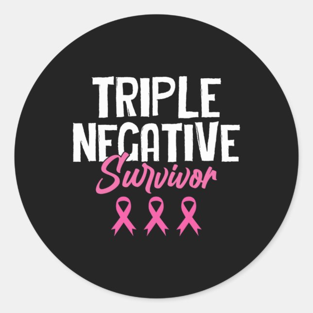 Sticker Rond Triple survivant négatif Sensibilisation au cancer (Devant)