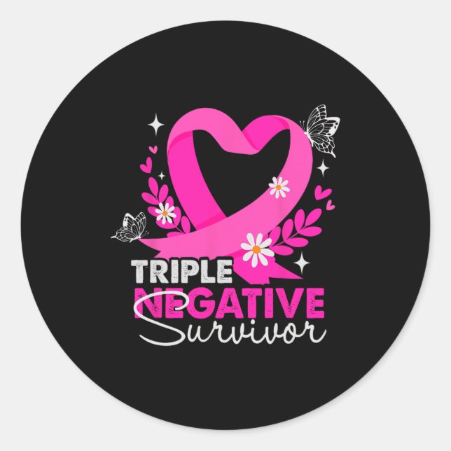 Sticker Rond Triple survivant négatif Sensibilisation au cancer (Devant)