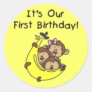 Sticker Rond Triplets 1er - Deux garçons, une fille