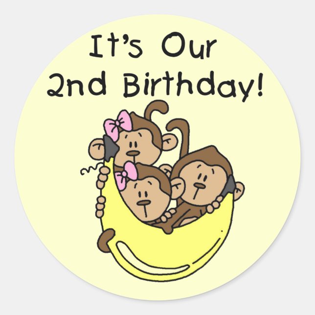 Sticker Rond Triplets 2e - Deux filles et un garçon (Devant)