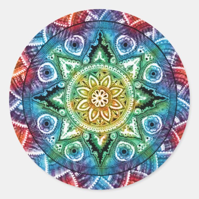 Sticker Rond Trippy Mandala (Devant)