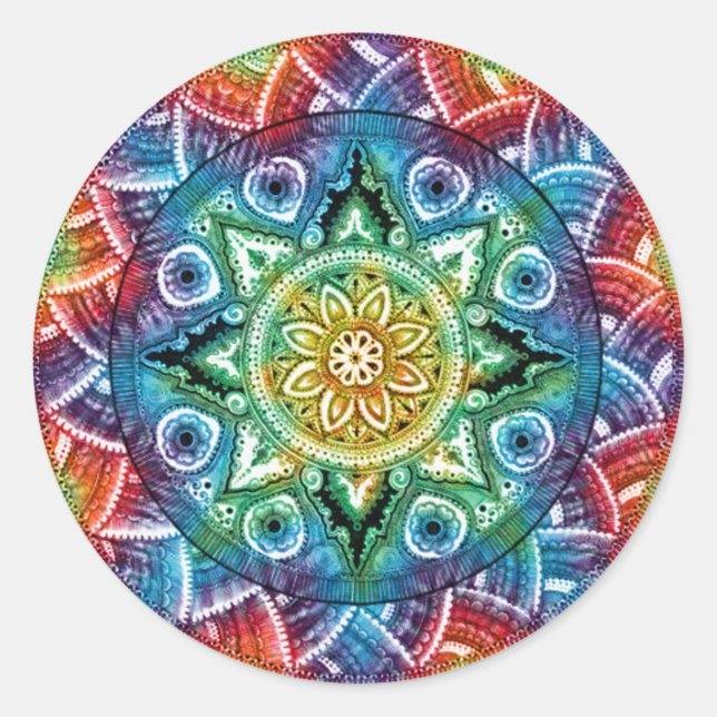 Sticker Rond Trippy Mandala (Devant)