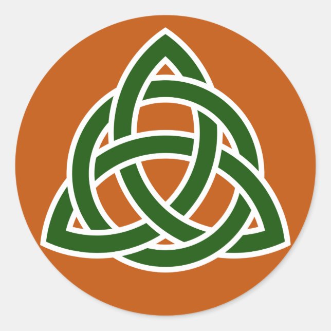Sticker Rond Triquet noeud celtique (vert et blanc) (Devant)