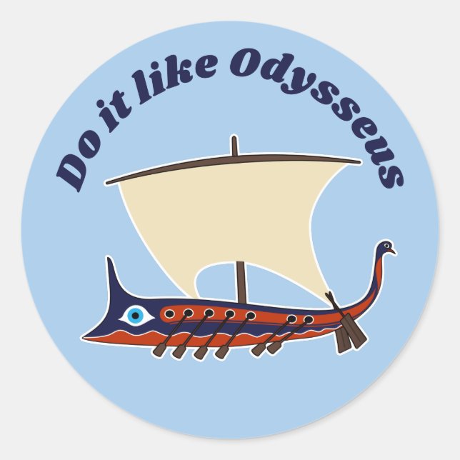 Sticker Rond Trireme grecque antique : Faites-le comme Odysseus (Devant)