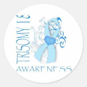 STICKER ROND TRISOMIE 18, CONSCIENCE DE LA TRISOMIE 18
