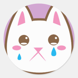 STICKER ROND TRISTE CAT