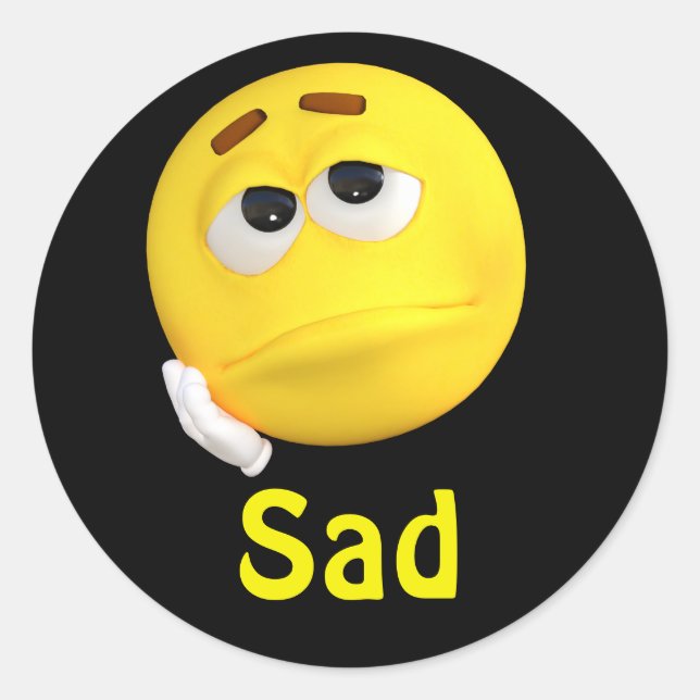 Sticker Rond Triste Emoji Emoticon visage de dessin (Devant)
