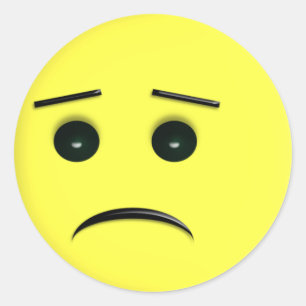 Sticker Rond Triste Sicker Visage Jaune