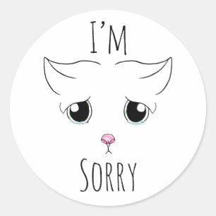 Sticker Rond Triste visage de chat : Je suis désolé