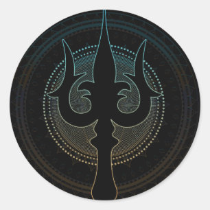 Sticker Rond Trisula - Trident de Shiva