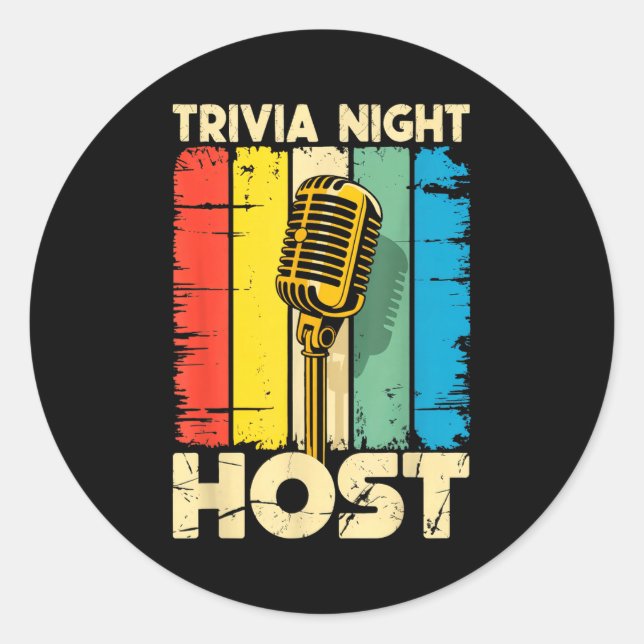 Sticker Rond Trivia Night Host Quiz Game Entertainer Moderator  (Devant)