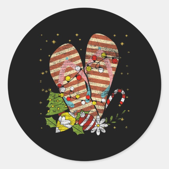 Sticker Rond Trocal Xmas Summer Vacation Flip Flops Christmas I (Devant)