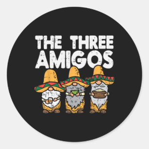 Sticker Rond Trois Amigos Mexicains Gnomes Cute Cinco De Mayo F
