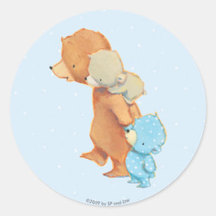 Sticker Rond Trois amis adorables d'ours