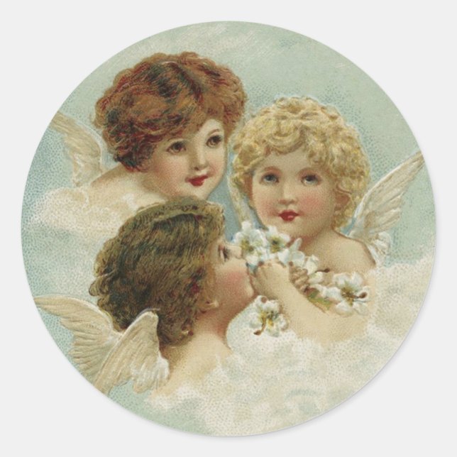 Sticker Rond Trois Cherubs Vintages (Devant)
