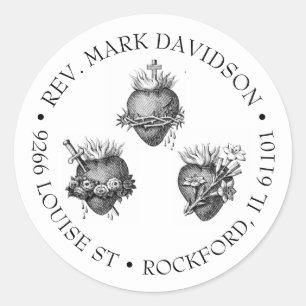 Sticker Rond Trois Coeurs de Jésus, Marie et Joseph Adresse
