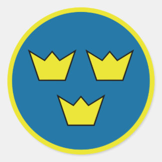 Sticker Rond Trois Couronnes Emblème Suédois