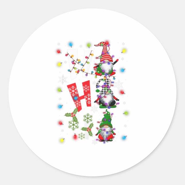 Sticker Rond Trois Gnomes de Noël Ho-Ho-Ho - Gar (Devant)