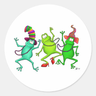 Sticker Rond Trois grenouilles dansantes