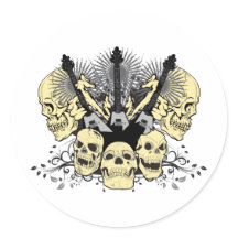 Trois guitares avec des crânes