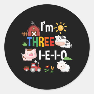 Sticker Rond Trois I E I O Farm Py 3E 3 Ans