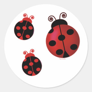 Sticker Rond Trois Ladybugs