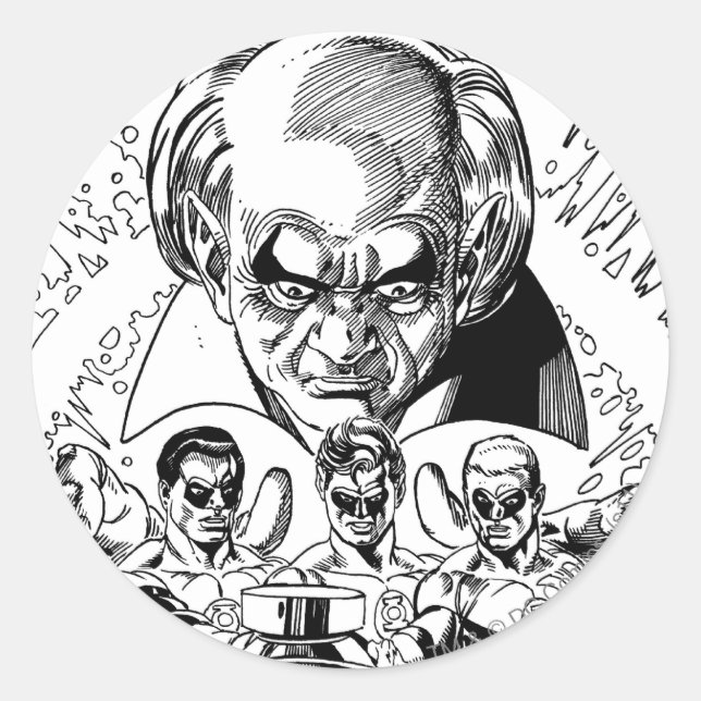 Sticker Rond Trois Lanternes Vertes Couverture comique, noir et (Devant)