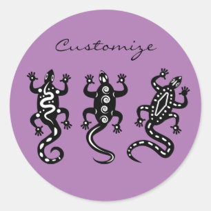 Sticker Rond Trois Lizards noirs style Thunder_Cove sud-ouest