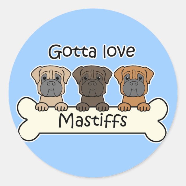 Sticker Rond Trois mastifs (Devant)