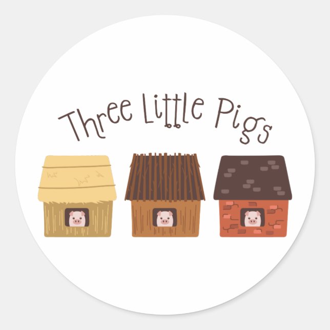 Sticker Rond Trois petits cochons (Devant)