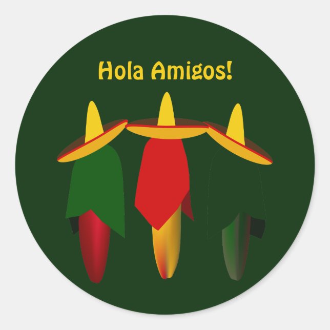 Sticker Rond Trois Poivrons Chauds Amigos Fiesta (Devant)