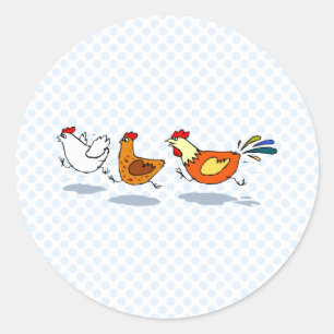 Sticker Rond Trois poules