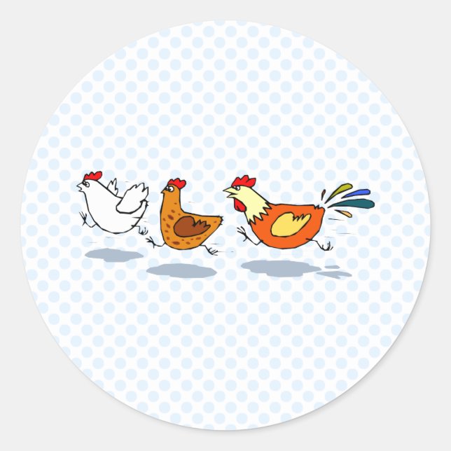 Sticker Rond Trois poules (Devant)