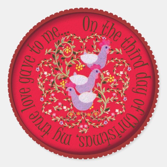 Sticker Rond Trois poules françaises (Devant)