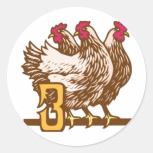 Sticker Rond Trois poules françaises