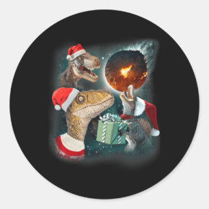 Sticker Rond Trois Rex Lune 3 Dinos Hurlements Étrange Maudit C