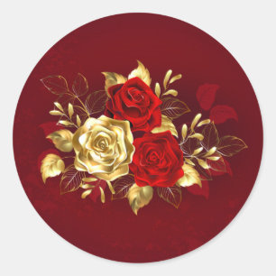 Sticker Rond Trois Roses de bijoux