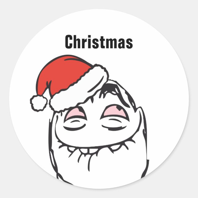Sticker Rond Troll Le Me Mèmes penser mât MODIFIER noël (Devant)